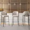 Linenic Light Grey PU Leather Bar Stool with Upholstered, 2 Pieces