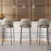Linenic Light Grey PU Leather Bar Stool with Upholstered, 2 Pieces