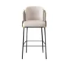 Linenic Light Grey PU Leather Bar Stool with Upholstered, 2 Pieces