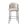 Linenic Light Grey PU Leather Bar Stool with Upholstered, 8 Pieces