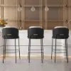 Linenic Black PU Leather Bar Stool with Upholstered, 2 Pieces