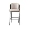 Linenic Black PU Leather Bar Stool with Upholstered, 2 Pieces