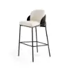 Linenic Black PU Leather Bar Stool with Upholstered, 2 Pieces