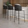 Linenic Black PU Leather Bar Stool with Upholstered, 4 Pieces