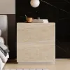 Sintered Stone 2-Drawer Bedside Table – Travertine Nightstand