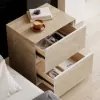 Sintered Stone 2-Drawer Bedside Table – Travertine Nightstand