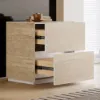 Sintered Stone 2-Drawer Bedside Table – Travertine Nightstand