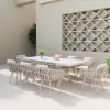 9-Piece Outdoor Extendable Dining Set with 8 Rope Weave Chairs (163 cm - 214 cm) in Grey – Pieces White Marble