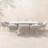 9-Piece Outdoor Extendable Dining Set with 8 Rope Weave Chairs (163 cm - 214 cm) in Grey – Pieces White Marble