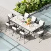 9-Piece Outdoor Extendable Dining Set with 8 Rope Weave Chairs (163 cm - 214 cm) in Grey – Pieces Woven Armchairs