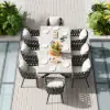 9-Piece Outdoor Extendable Dining Set with 8 Rope Weave Chairs (163 cm - 214 cm) in Grey – Pieces Woven Armchairs