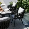 9-Piece Outdoor Extendable Dining Set with 8 Rope Weave Chairs (163 cm - 214 cm) in Grey – Pieces Woven Armchairs