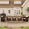Wevara 9-Piece Outdoor Rope Weave Dining Set with 8 Chairs