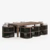 Wevara 9-Piece Outdoor Rope Weave Dining Set with 8 Chairs