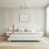 Bubbou Queen Boucle Upholstered Platform Bed with Bubble Headboard