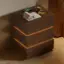 Lumio Walnut 3-Drawer LED Besidetable with Charging Station, Set of 2