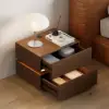 Picture of Lumio Walnut 2-Drawer LED Besidetable with Charging Station, Set of 2