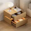 Lumio Natural 2-Drawer LED Besidetable with Charging Station, Set of 2