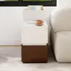 Modern 889 mm Narrow Sintered Stone End Table with USB & Storage – White – Walnut