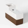 Modern 889 mm Narrow Sintered Stone End Table with USB & Storage – White – Walnut