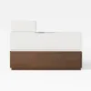 Modern 889 mm Narrow Sintered Stone End Table with USB & Storage – White – Walnut