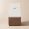 Modern 889 mm Narrow Sintered Stone End Table with USB & Storage – White – Walnut