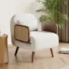 71 cm 1-Seater Velvet & Rattan Convertible Sleeper Chair