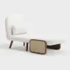 71 cm 1-Seater Velvet & Rattan Convertible Sleeper Chair