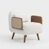 71 cm 1-Seater Velvet & Rattan Convertible Sleeper Chair