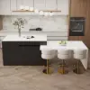 Modern 205 - 285 cm Extendable Sintered Stone Kitchen Island with Doors & Drawers, Black – White