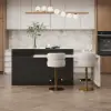 Modern 205 - 285 cm Extendable Sintered Stone Kitchen Island with Doors & Drawers, Black – White