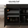 Modern 205 - 285 cm Extendable Sintered Stone Kitchen Island with Doors & Drawers, Black – White