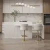 Modern 205 - 285 cm Extendable Sintered Stone Kitchen Island with Doors & Drawers, White