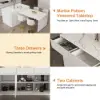 Modern 205 - 285 cm Extendable Sintered Stone Kitchen Island with Doors & Drawers, White