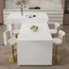 Modern 205 - 285 cm Extendable Sintered Stone Kitchen Island with Doors & Drawers, White