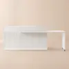 Modern 205 - 285 cm Extendable Sintered Stone Kitchen Island with Doors & Drawers, White