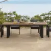 Tevara Outdoor Teak & Aluminium Dining Table in Grey, Seats 6-8