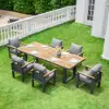 Tevara Outdoor Teak & Aluminium Dining Table in Grey, Seats 6-8