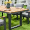 Tevara Outdoor Teak & Aluminium Dining Table in Grey, Seats 6-8
