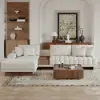 Vewal 3200 mm L-Shaped Modular Cotton-Linen Sectional Sofa Set with 889 mm Square Coffee Table