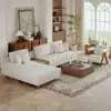 Vewal 3200 mm L-Shaped Modular Cotton-Linen Sectional Sofa Set with 889 mm Square Coffee Table