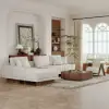 Vewal 3200 mm L-Shaped Modular Cotton-Linen Sectional Sofa Set with 889 mm Square Coffee Table