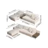 Vewal 3200 mm L-Shaped Modular Cotton-Linen Sectional Sofa Set with 889 mm Square Coffee Table