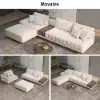 Vewal 3200 mm L-Shaped Modular Cotton-Linen Sectional Sofa Set with 889 mm Square Coffee Table