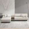 L-Shaped Modular Leather Sectional Sofa Set with Square Coffee Table