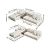 L-Shaped Modular Leather Sectional Sofa Set with Square Coffee Table