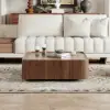 L-Shaped Modular Leather Sectional Sofa Set with Square Coffee Table