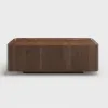 L-Shaped Modular Leather Sectional Sofa Set with Square Coffee Table