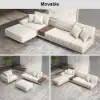 L-Shaped Modular Leather Sectional Sofa Set with Square Coffee Table