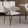 Set of 2 Modern Chenille Upholstery Dining Chairs White&Gray